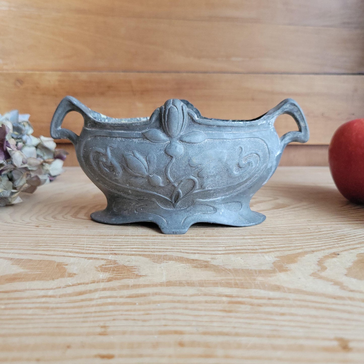 Small Cast Pewter Jardinière, Art Nouveau Style, France c 1900-1920