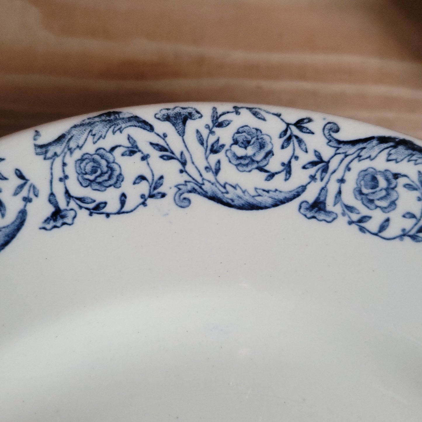 Gien ‘Biarritz’ Cake Plate in Teal Transferware, France c.1880