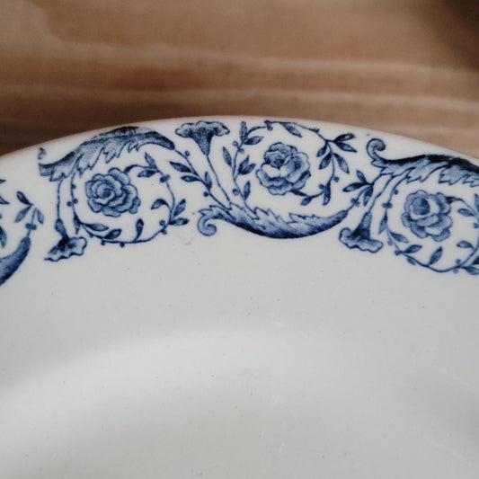 Gien ‘Biarritz’ Cake Plate in Teal Transferware, France c.1880