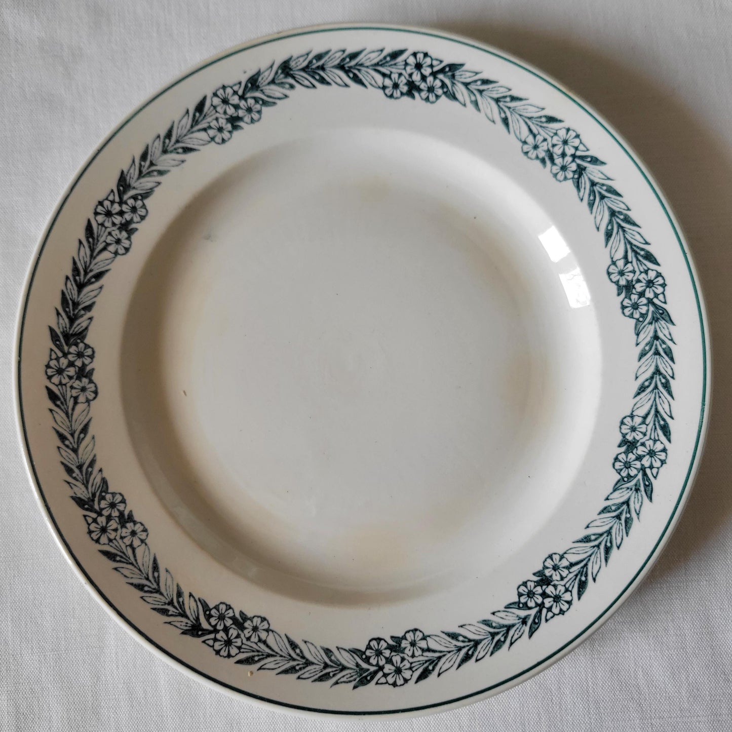 SET 6 mismatched antique green transferware dessert plates c 1880 - 1900