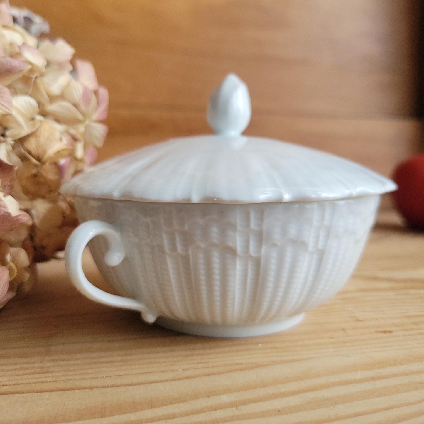 Small Girauld Porcelain Cache Pot / Sugar Bowl with Lid and Handles French Antique c1910