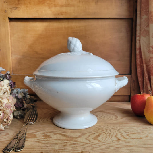 Large Antique Badonviller Soupière, excellent condition White Earthenware, France c.1900