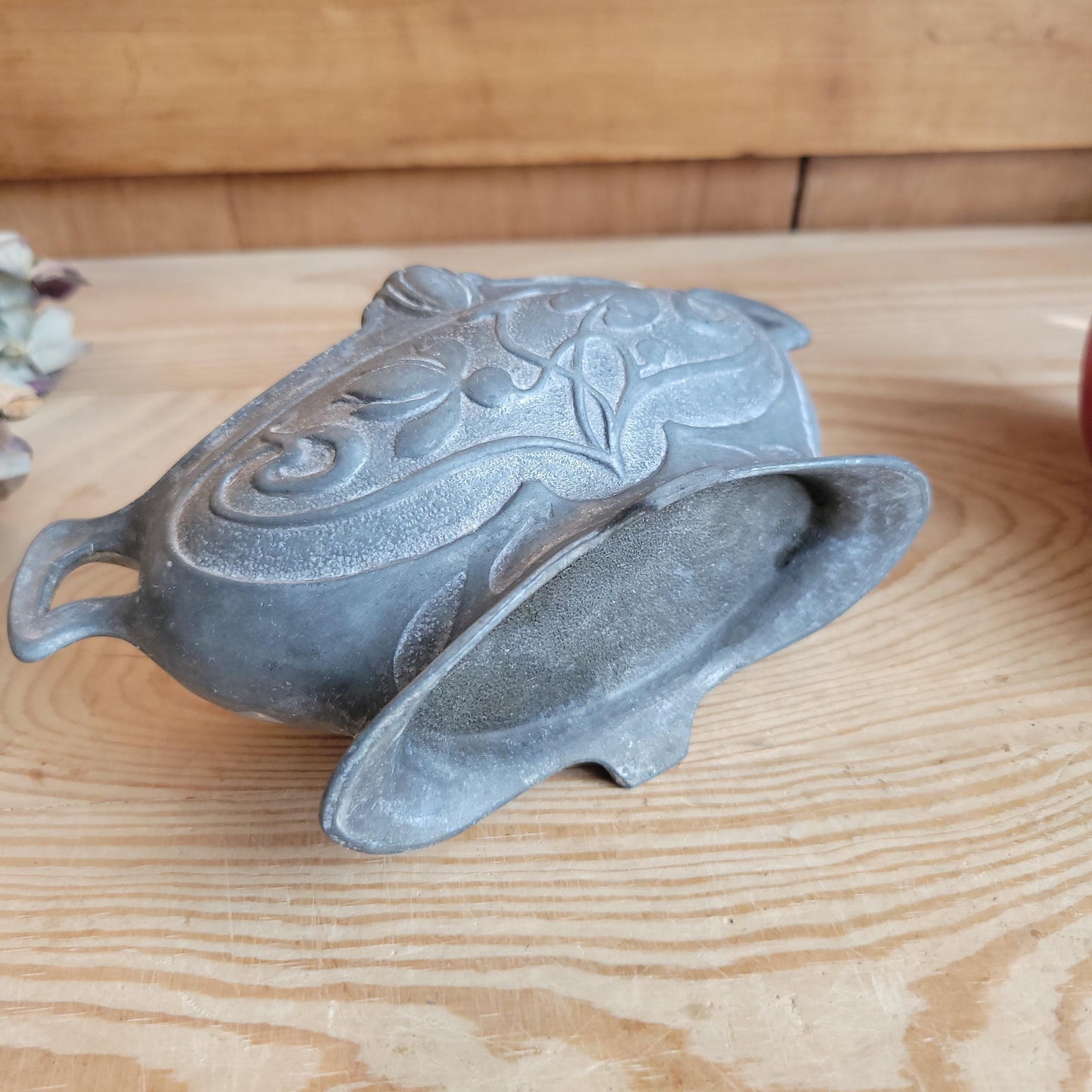 Small Cast Pewter Jardinière, Art Nouveau Style, France c 1900-1920