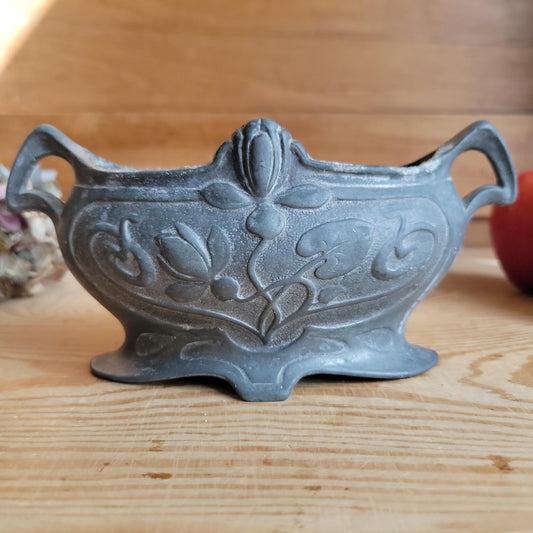 Small Cast Pewter Jardinière, Art Nouveau Style, France c 1900-1920