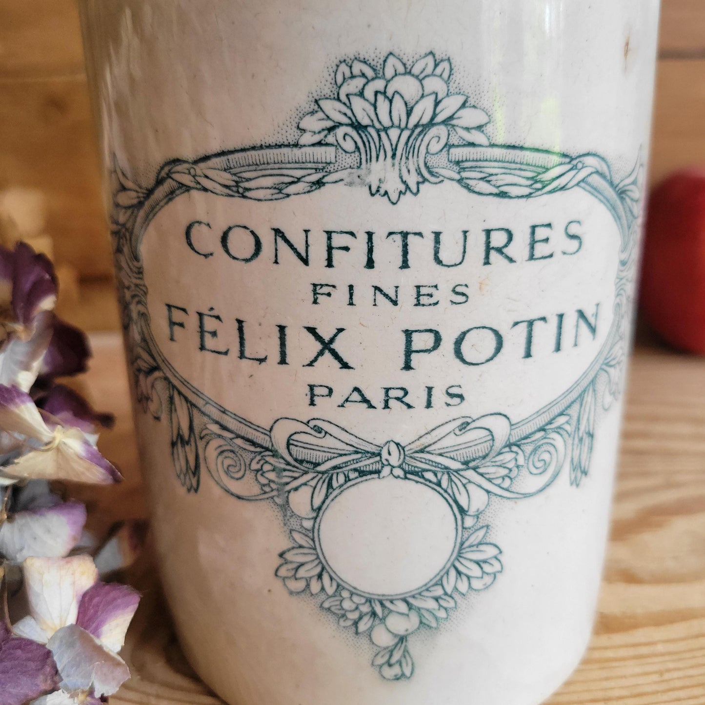 Large Félix Potin Confiture Pot, Antique Patina, Keller & Guerin, Luneville France c.1890