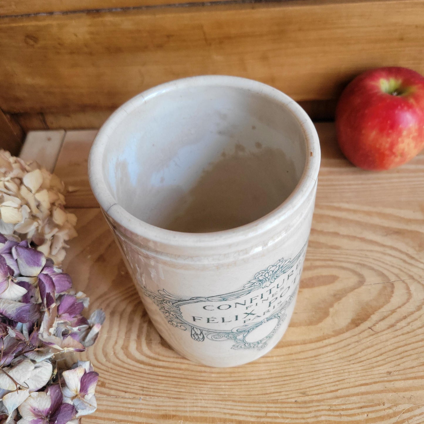 Large Félix Potin Confiture Pot, Antique Patina, Keller & Guerin, Luneville France c.1890