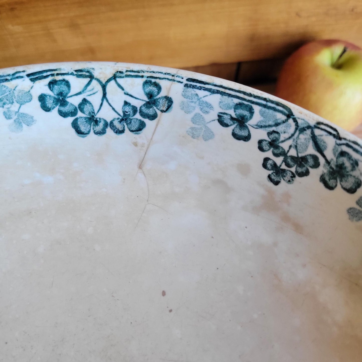 Antique Sarreguemines Compotier in Petrol Blue Transferware, 'Vichy' Pattern, France c.1890