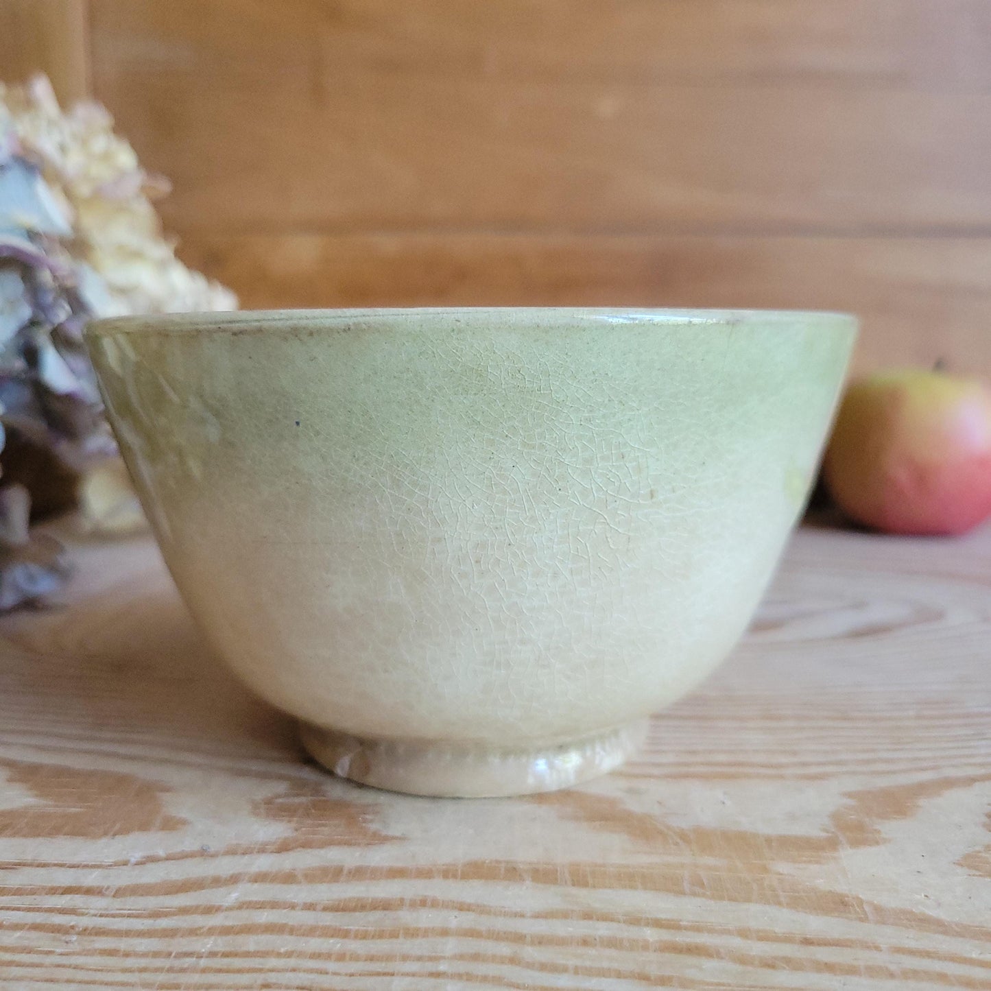 Antique French Majolica Café au Lait Bowl with Hibiscus Decoration, France c.1890