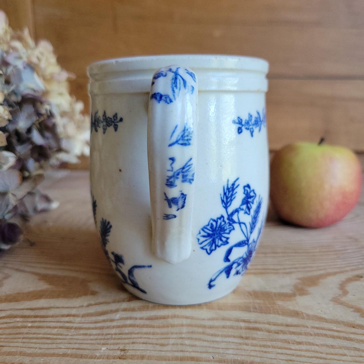 Antique St Uze 'Rillettes d'Écommoy' stoneware Advertising Pot with Handle, France c.1900