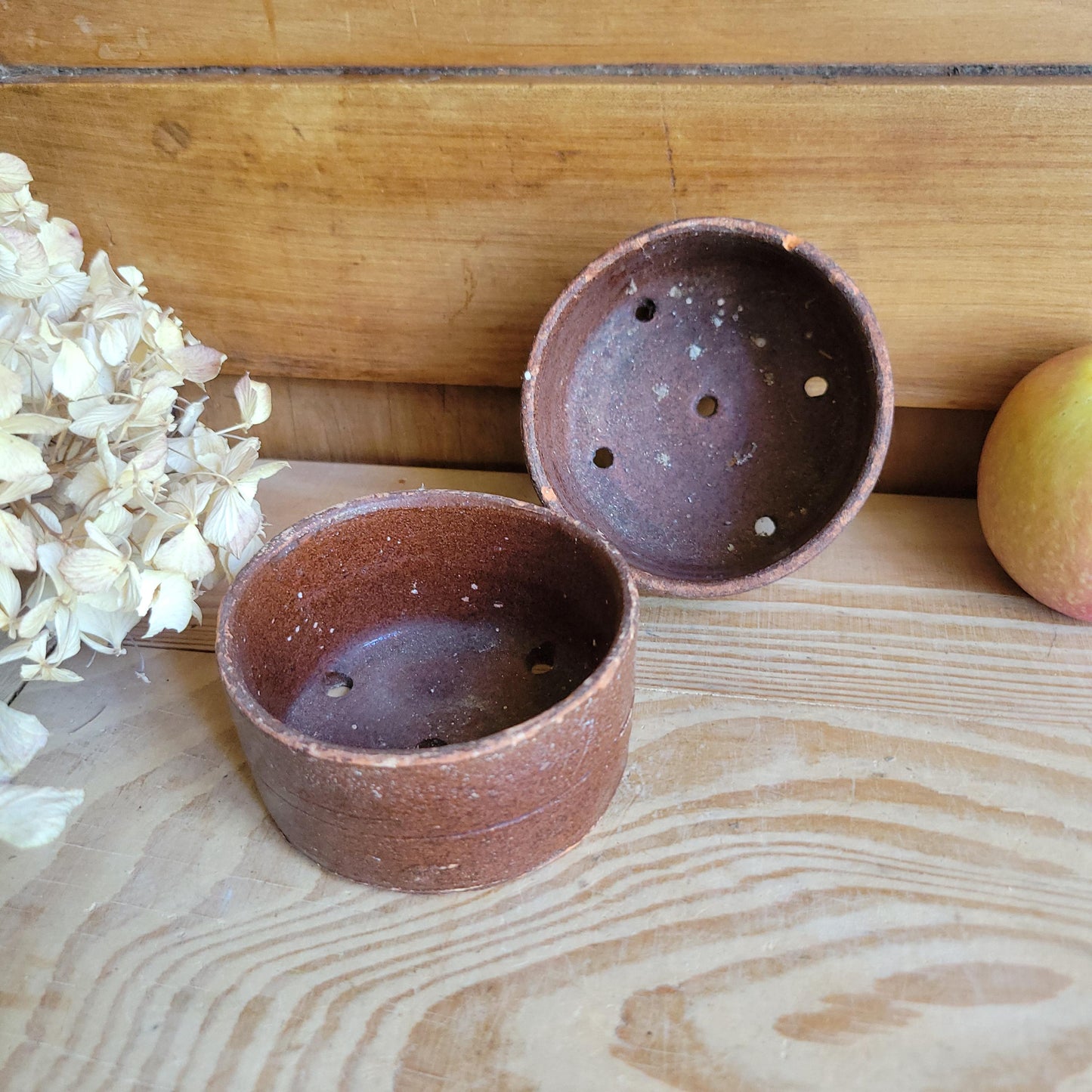 Pair of Vintage French Terracotta Faiselles with Chocolate Brown Glaze, c.1940