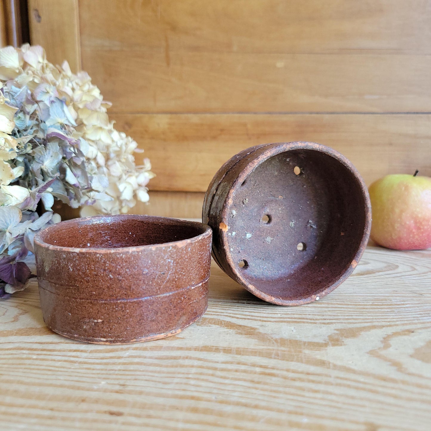Pair of Vintage French Terracotta Faiselles with Chocolate Brown Glaze, c.1940