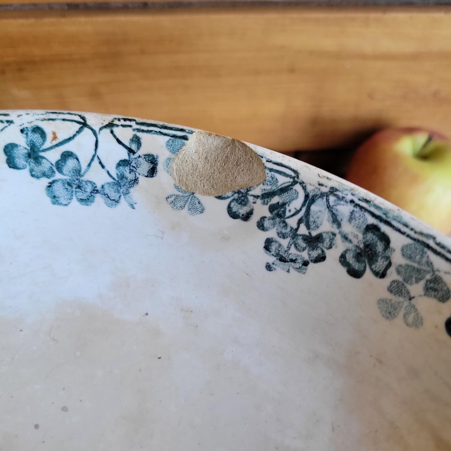 Antique Sarreguemines Compotier in Petrol Blue Transferware, 'Vichy' Pattern, France c.1890