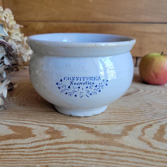 Antique French Earthenware 'Nouvellas' Confiture Pot, France c.1920