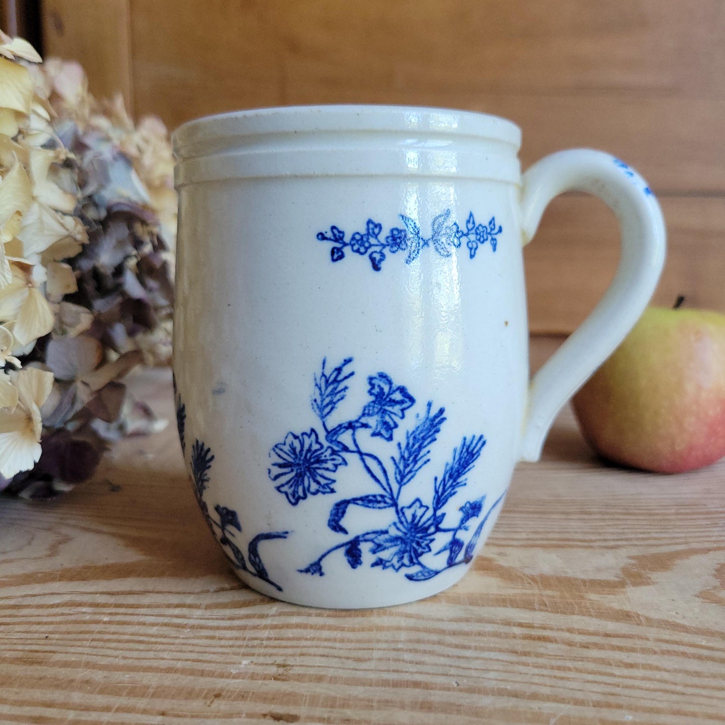 Antique St Uze 'Rillettes d'Écommoy' stoneware Advertising Pot with Handle, France c.1900