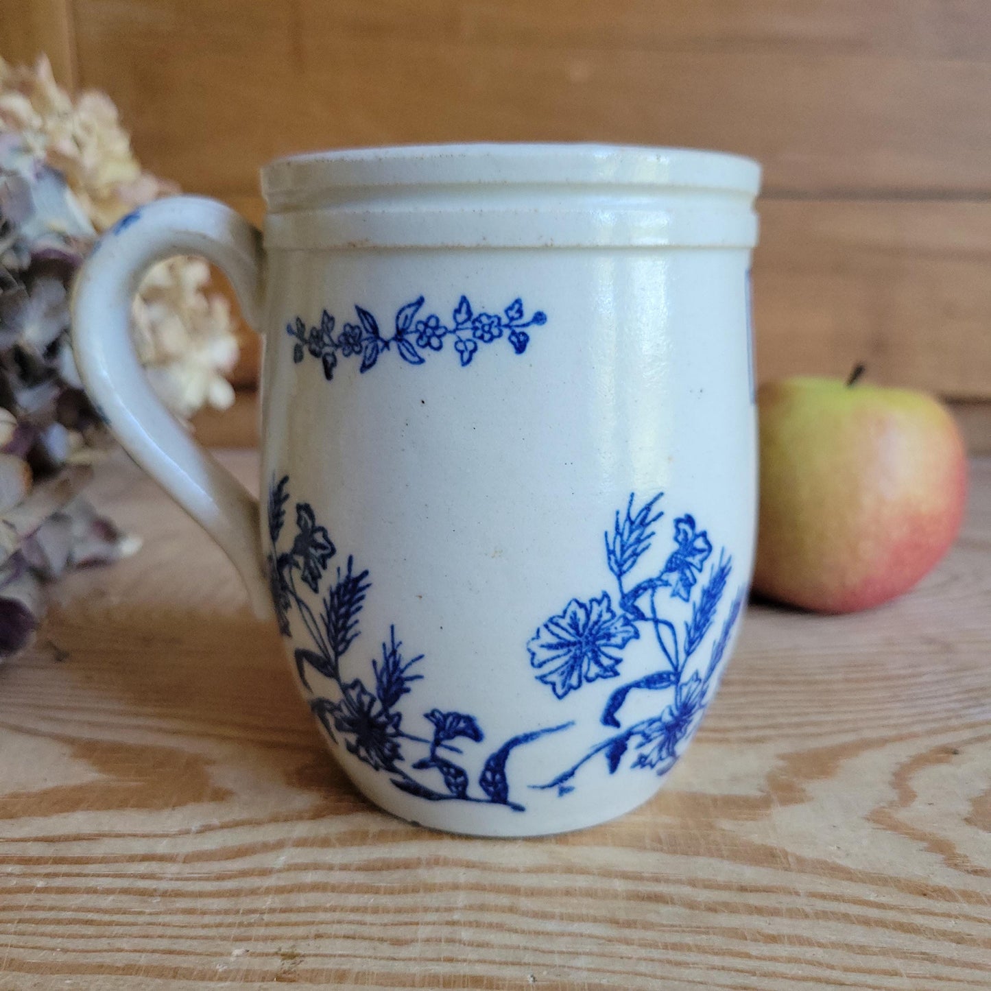 Antique St Uze 'Rillettes d'Écommoy' stoneware Advertising Pot with Handle, France c.1900