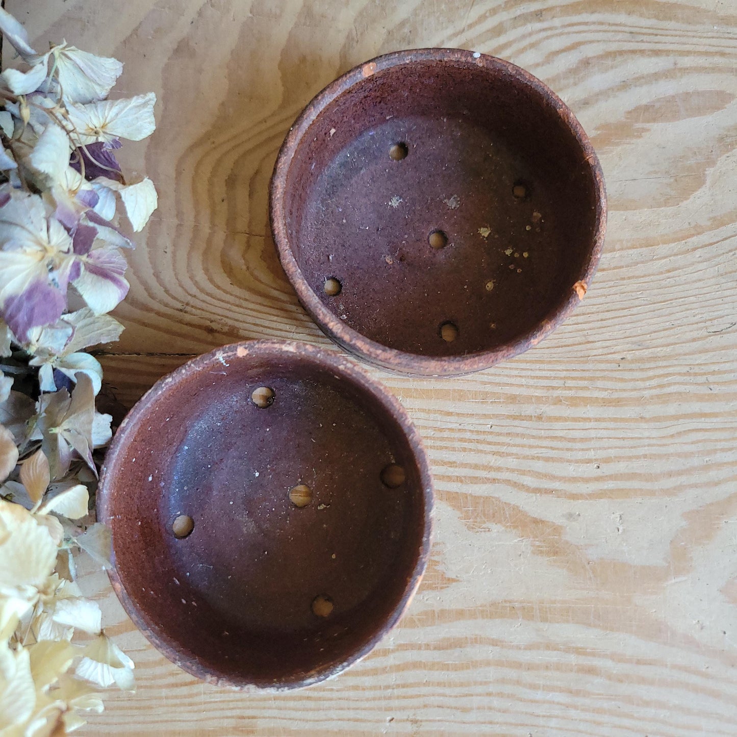 Pair of Vintage French Terracotta Faiselles with Chocolate Brown Glaze, c.1940