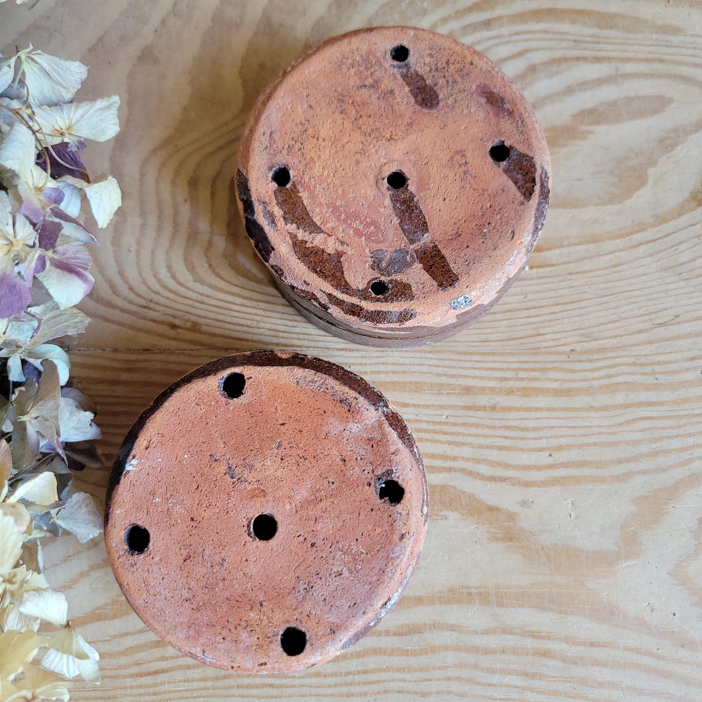 Pair of Vintage French Terracotta Faiselles with Chocolate Brown Glaze, c.1940