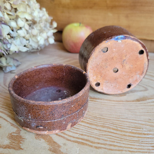 Pair of Vintage French Terracotta Faiselles with Chocolate Brown Glaze, c.1940